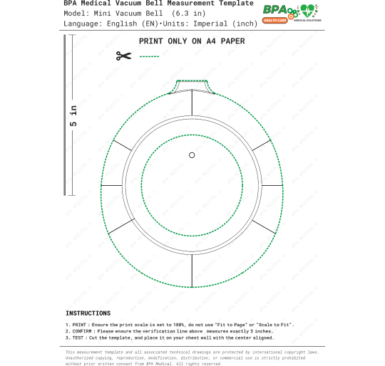 Mini Vacuum Bell 16 cm PDF Drawing – Chest Measurement Template