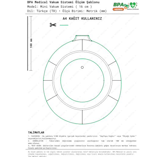 Mini Vacuum Bell 16 cm PDF Drawing – Chest Measurement Template