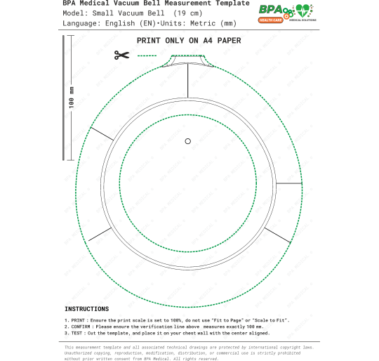 Small Vacuum Bell 19 cm PDF Drawing – Sizing Template for Pectus Device