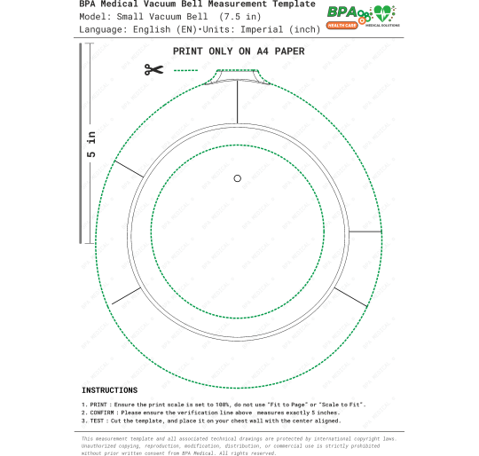 Small Vacuum Bell 19 cm PDF Drawing – Sizing Template for Pectus Device