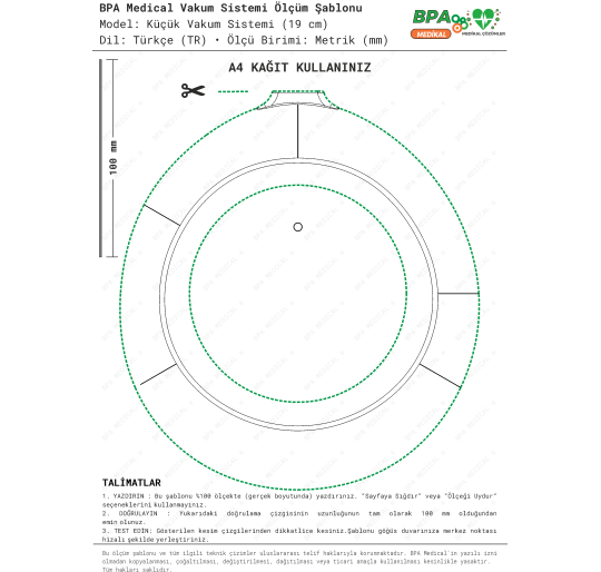 Small Vacuum Bell 19 cm PDF Drawing – Sizing Template for Pectus Device